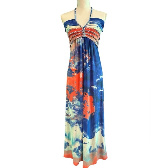 Cynthia Rowley Dresses & Skirts - Cynthia Rowley Blue Red and Orange Maxi Dress sz M